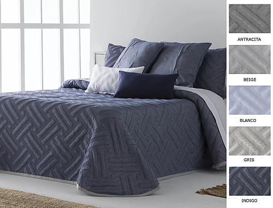 Cañete - Colcha capa Vento color Beige, Gris, Índigo, Antracita o Blanco