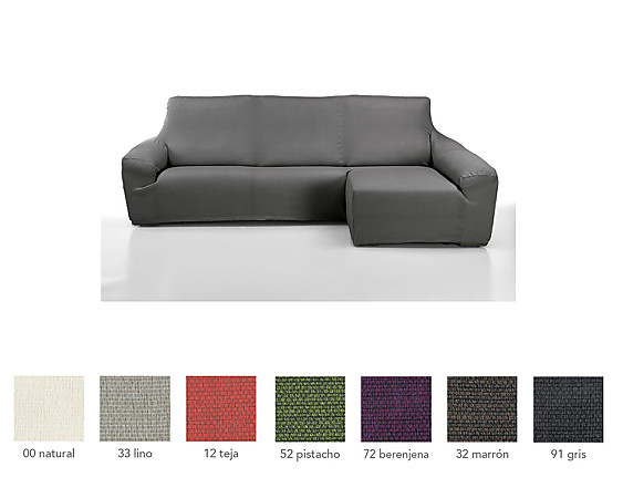 Cañete - Funda para sofá chaise longue Izquierda largo Brick goma ancha