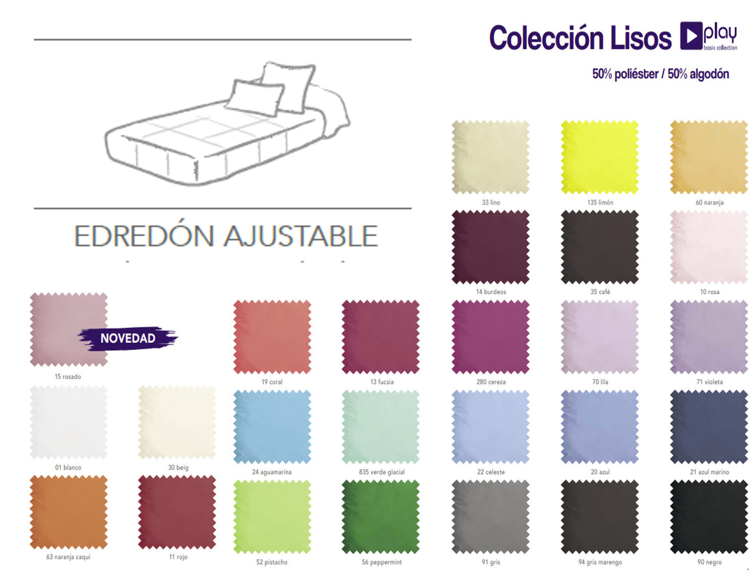 Edredón ajustable liso Play Collection rosa cama 105 Centro Textil Hogar
