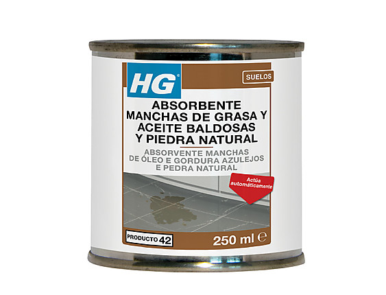 HG - Absorbente de manchas de grasa y aceite (producto 42) para piedra, cemento, hormigón, losetas, terracota, mármol...