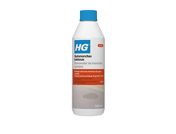 HG - Quitamanchas baldosas (producto 21). Elimina grasa y aceite en baldosas, piedra natural, azulejos, hormigón y cemento