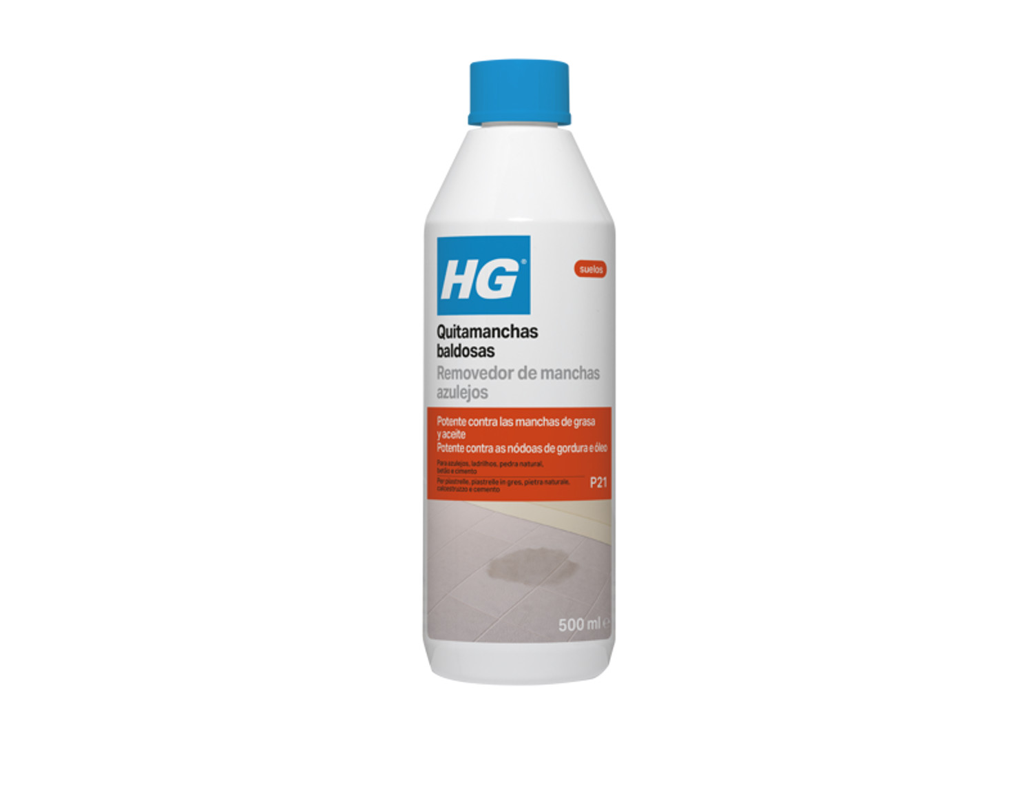HG Quitamanchas baldosas (producto 21). Elimina grasa y aceite en baldosas, piedra natural, azulejos, hormigón y cemento