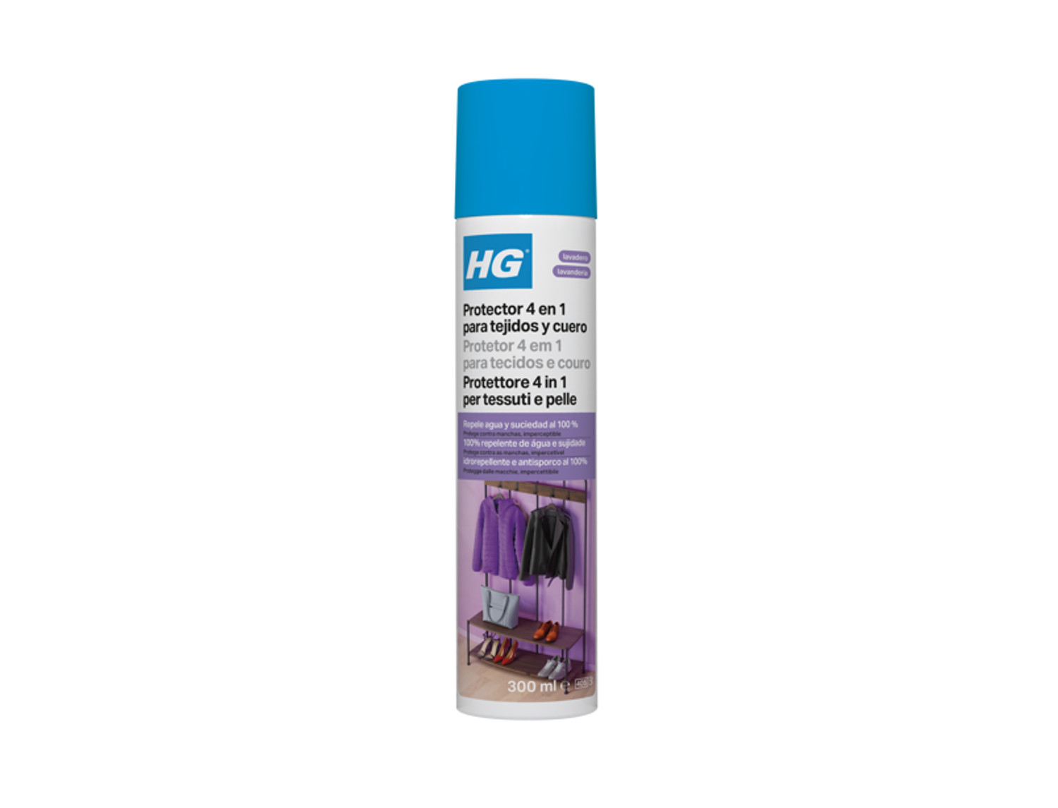 HG Protector 4 en 1 para tejidos y cuero (antes impermeabilizante tejidos). Repele el agua, aceite, grasa y suciedad
