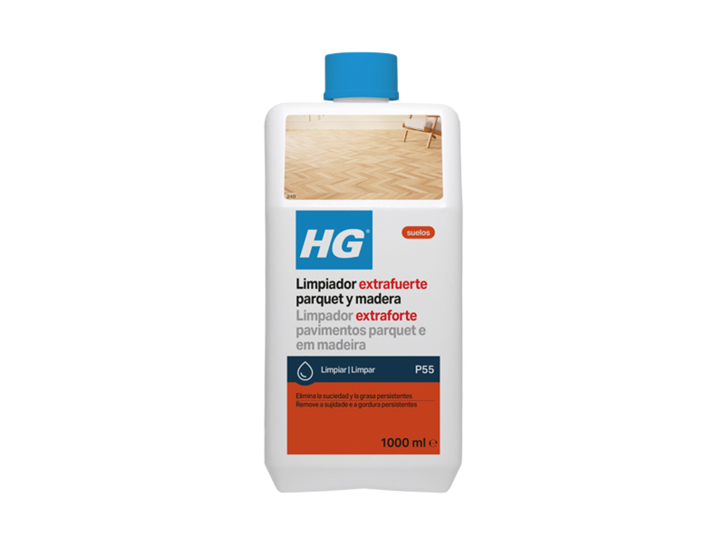 HG Limpiador extrafuerte parquet (producto 55). Elimina la grasa y la suciedad difícil
