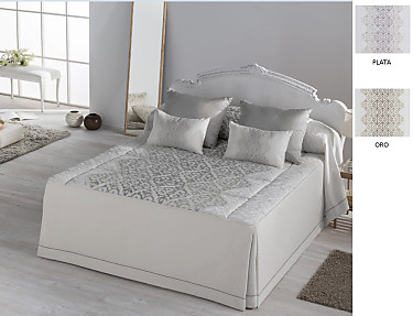 JVR - Colcha edredón Jacquard Bellini color Oro o Plata