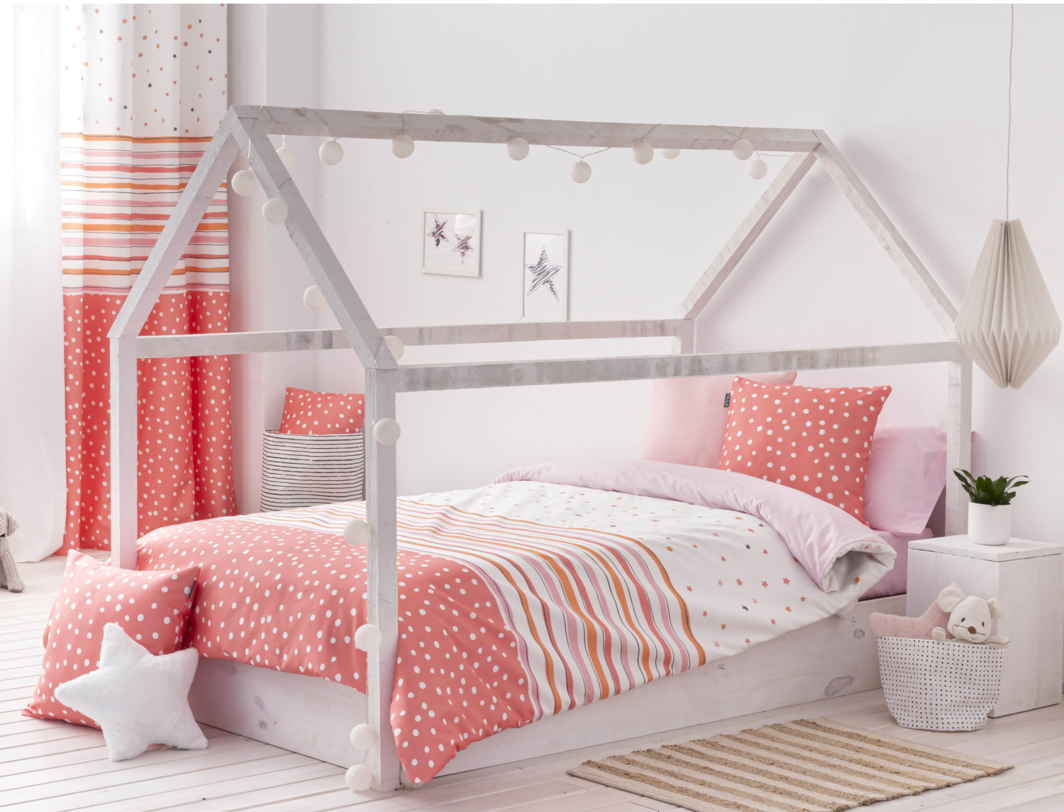 Confecciones Paula Funda nórdica Cenefas color Rosa