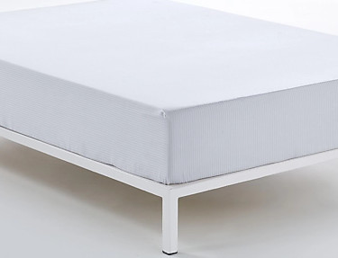 Estelia - Bajera Estelia Combi Satén 300 Hilos 100% Algodón color Blanco Listado alto especial 35cm