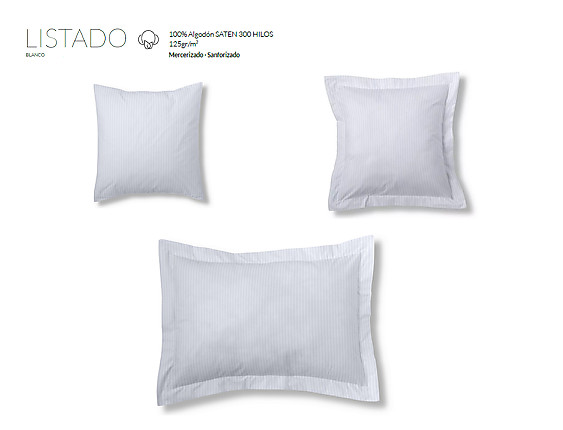 Estelia - Funda de cojín Estelia Combi 300 Hilos 100% Algodón color Blanco Listado