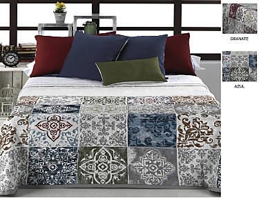 Cañete - Colcha capa Jacquard Mansa color Azul o Granate