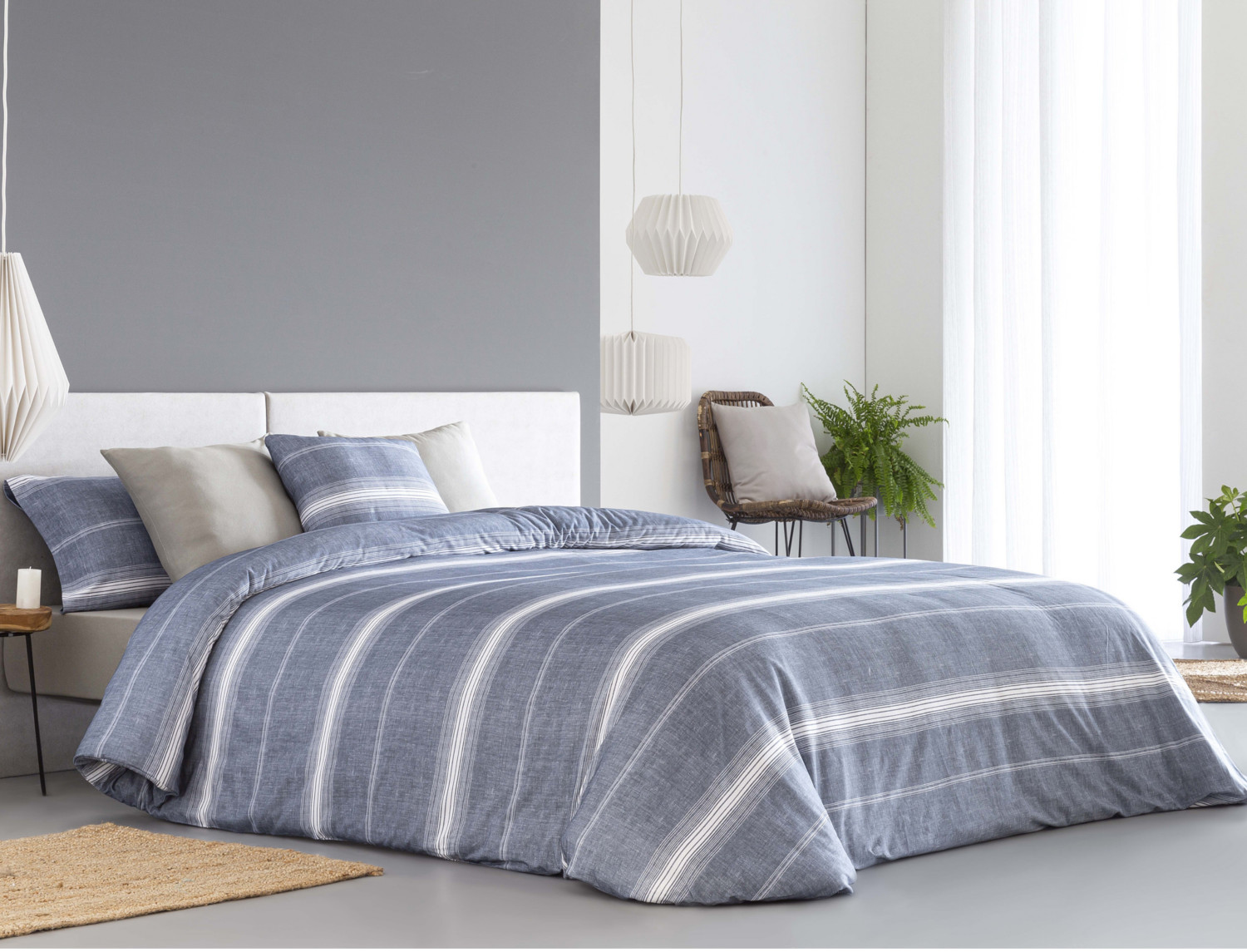 T Decorar Penetración Funda nórdica Punto Camiseta 100% Algodón Cunit azul cama 105 - Centro  Textil Hogar