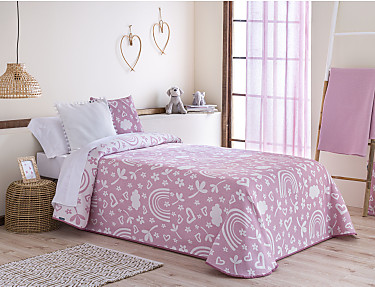 Confecciones Paula - Colcha Reversible Cala color Rosa