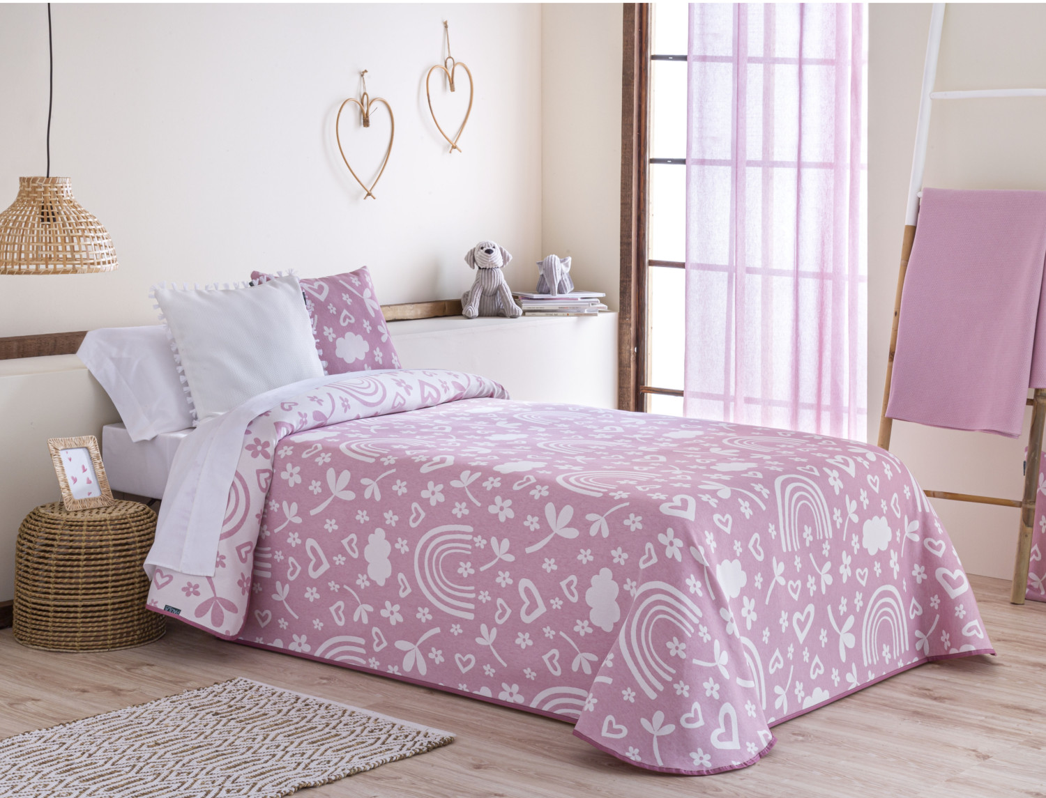 Confecciones Paula Colcha Reversible Cala color Rosa