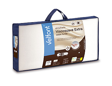 Velfont - Almohada Viscosuave altura extra doble funda. Firmeza Media-Baja