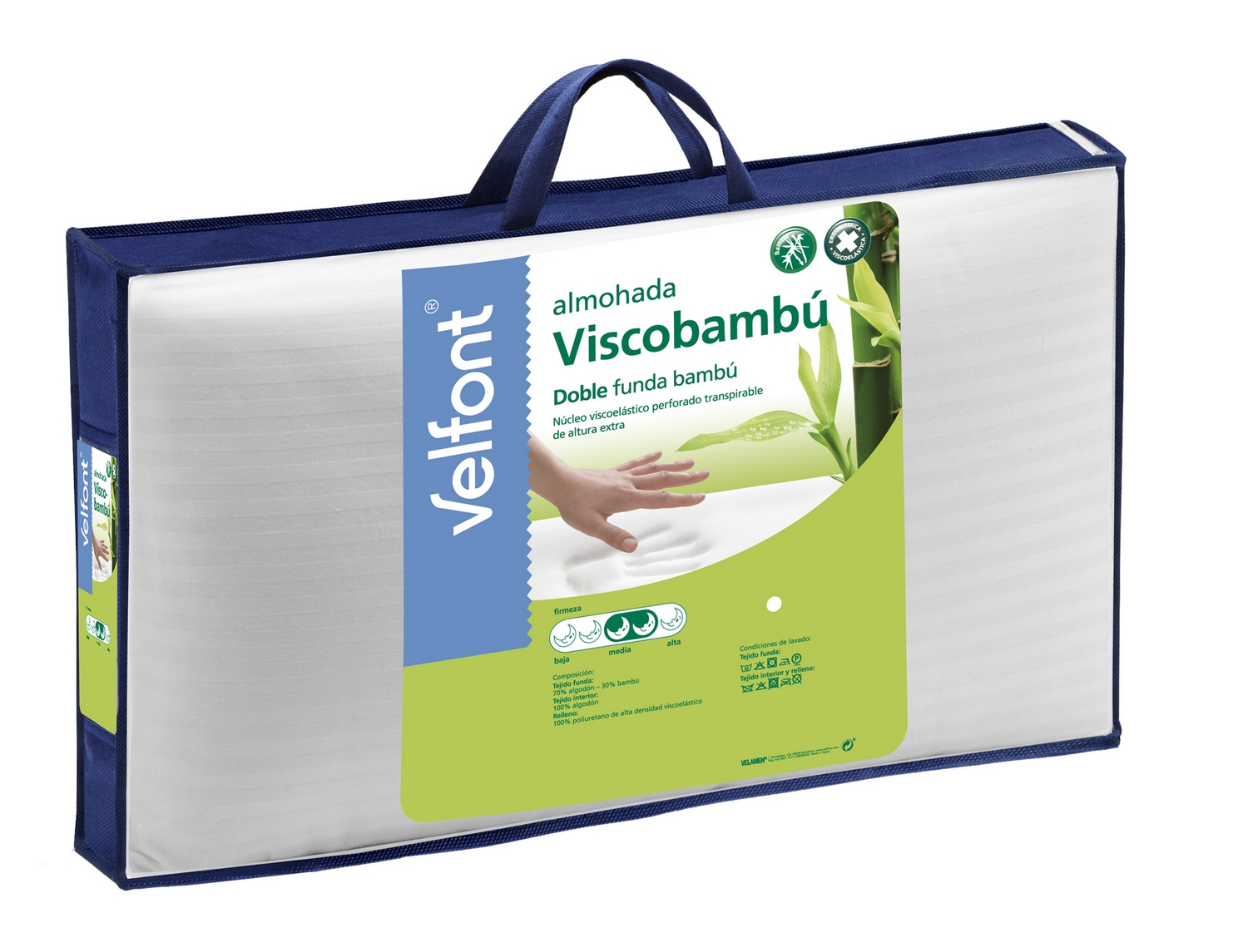 Velfont Almohada Viscobambú doble funda. Firmeza Media-Alta