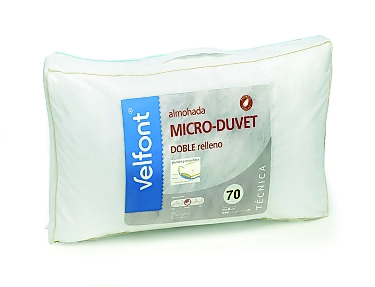 Velfont - Almohada plumón Micro Duvet doble funda. Firmeza Media