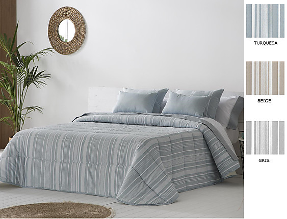 JVR - Edredón Conforter Nórdico Jacquard Soller JVR color Beige, Gris o Turquesa