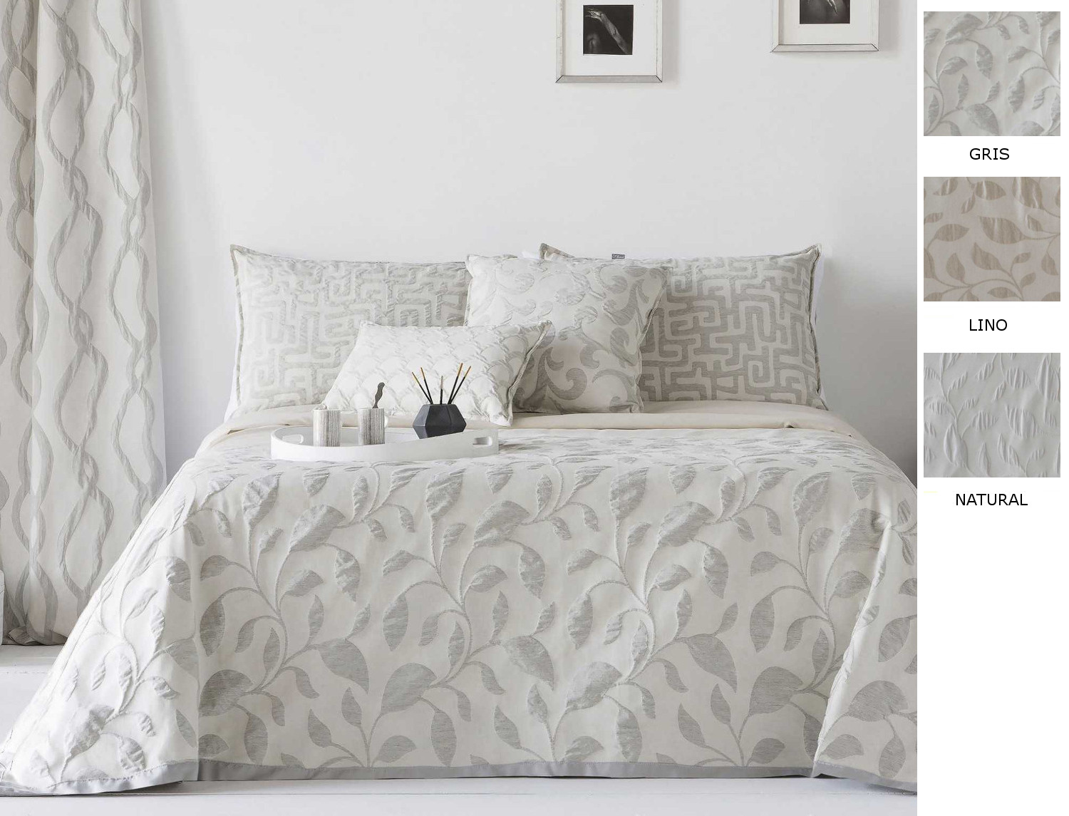 Cañete Colcha Jacquard Margot color Gris, Natural o Lino