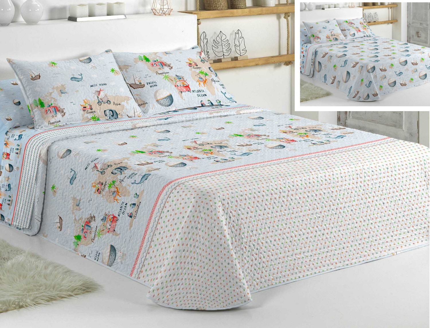 Cañete Bouti reversible Mondo con funda de cojín incluída