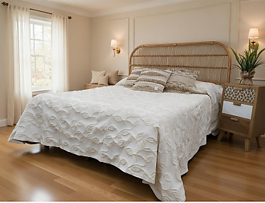 Nuestros Productos - Colcha Reversible Leave Beige oferta fin de existencias