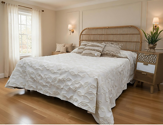 Nuestros Productos - Colcha Reversible Leave Beige oferta fin de existencias