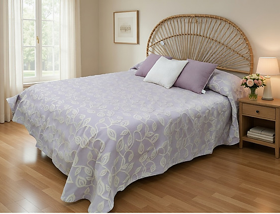 Nuestros Productos - Colcha Reversible Leave Morado oferta fin de existencias