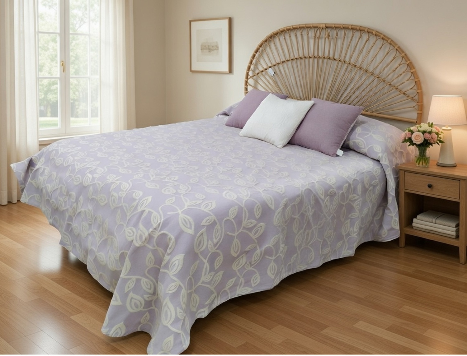 Nuestros Productos Colcha Reversible Leave Morado oferta fin de existencias