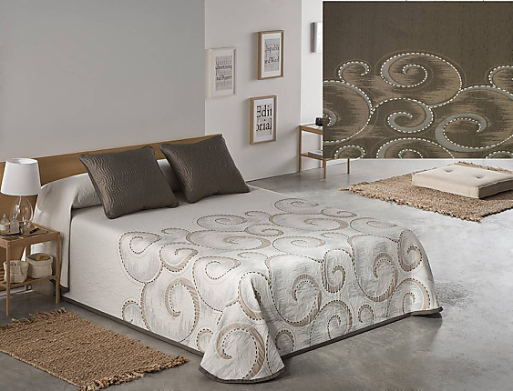 JVR - Colcha Piqué Jacquard Reversible Atica Beige