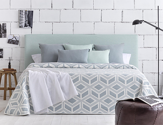 Confecciones Paula - Colcha Jacquard reversible Campello Turquesa