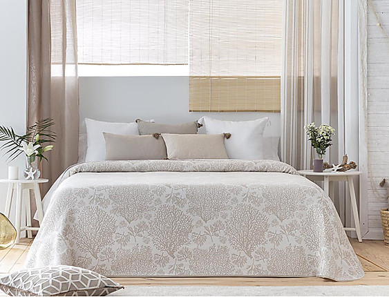 Confecciones Paula - Colcha Jacquard reversible Gandía Beige