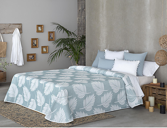 Confecciones Paula - Colcha Jacquard reversible Oropesa Turquesa