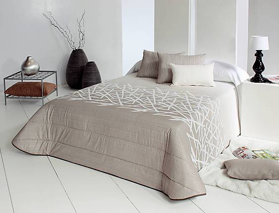 Reig Marti - Edredón Jacquard tipo 3B Edgar con fundas de cojín incluidas 01 beige