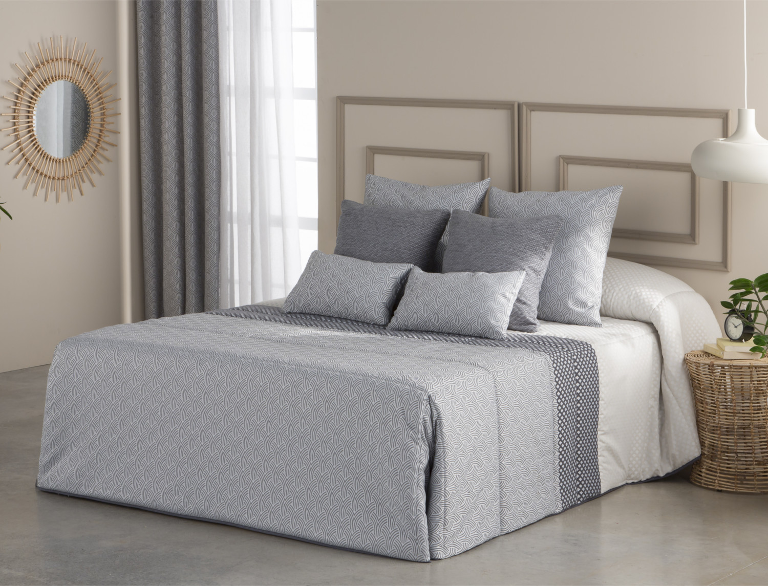 Confecciones Paula Edredón Conforter Jacquard Corinto Paula color Gris