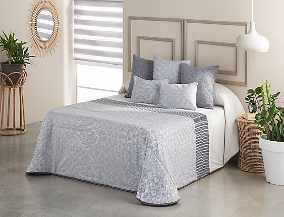 Edredón confort acolchado 200 gr jacquard gris cama 135 (190x265