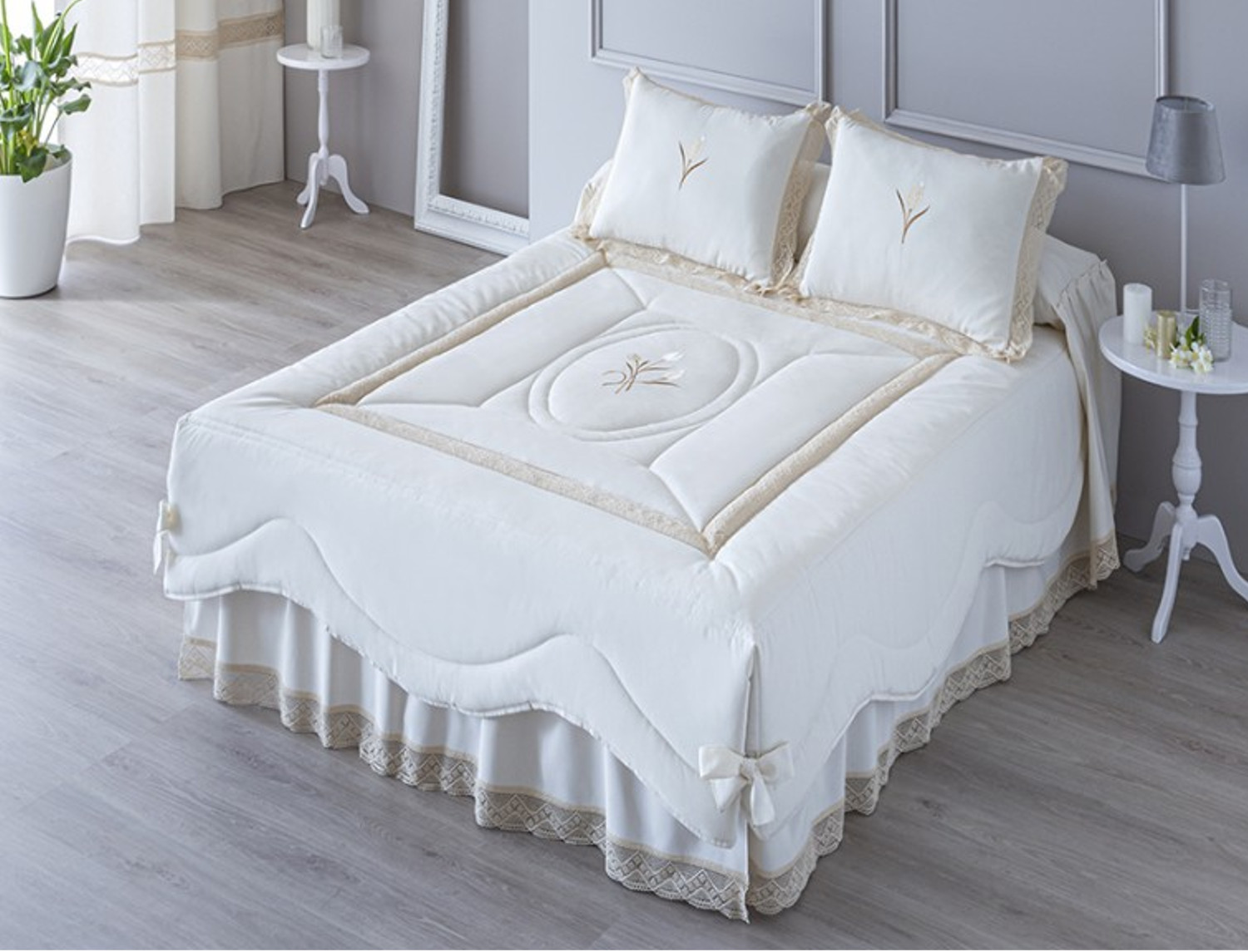 Confecciones Paula - Edredón Jacquard set de 4 piezas bordado con puntillas Milán Medida Especial 2025 Confecciones Paula Edredón Jacquard set de 4 piezas bordado con puntillas Milán Medida Especial 2025