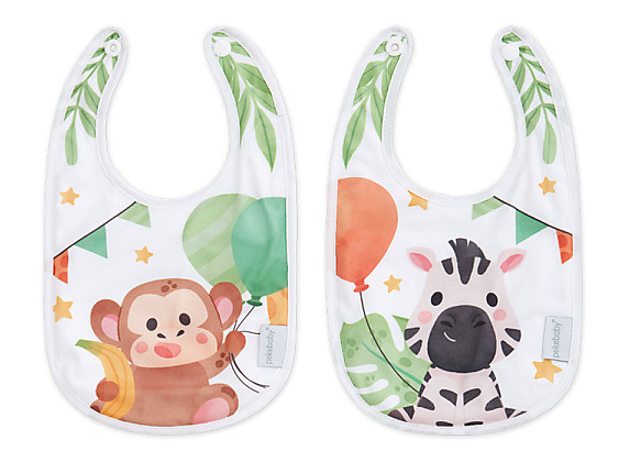 Pekebaby - 2 Baberos Estampados Plastificados Medianos Jungle