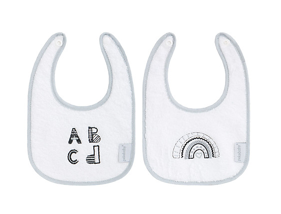 Pekebaby - 2 Baberos Bordados Plastificados Pequeños ABC