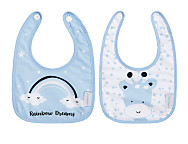 2 Baberos Estampados Plastificados Pequeños Rainbow Dreams Azul