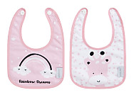 2 Baberos Estampados Plastificados Pequeños Rainbow Dreams Rosa