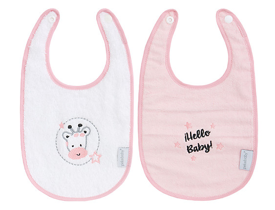 Pekebaby - 2 Baberos Bordados Plastificados Medianos Rainbow Dreams Rosa