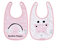 2 Baberos Estampados Plastificados Medianos Rainbow Dreams Rosa