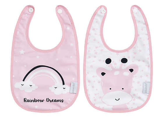 Pekebaby - 2 Baberos Estampados Plastificados Medianos Rainbow Dreams Rosa