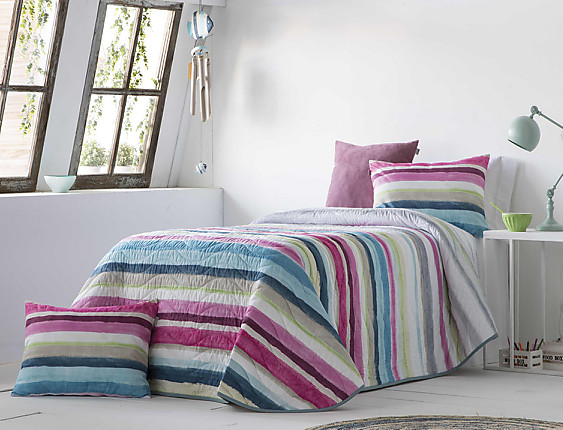 Sandeco - Colcha con relleno fino y fundas de cojín Yeste Multicolor