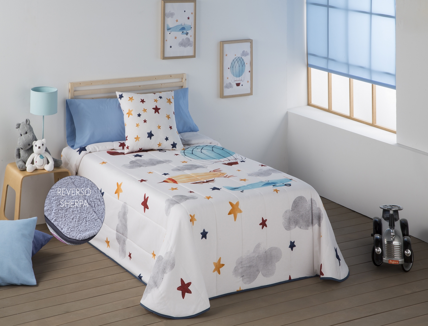 Confecciones Paula Edredón Sherpa Aviones Multicolor