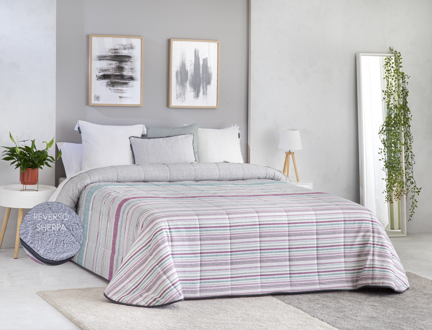 Confecciones Paula Edredón Sherpa León color Turquesa