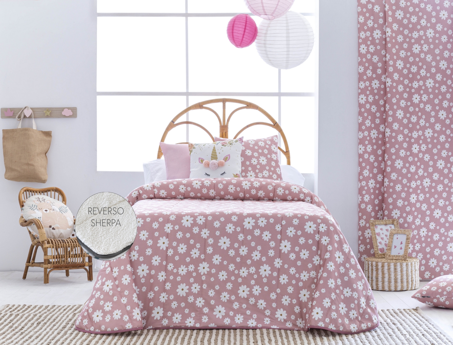 Confecciones Paula Edredón Sherpa Margarita color Rosa