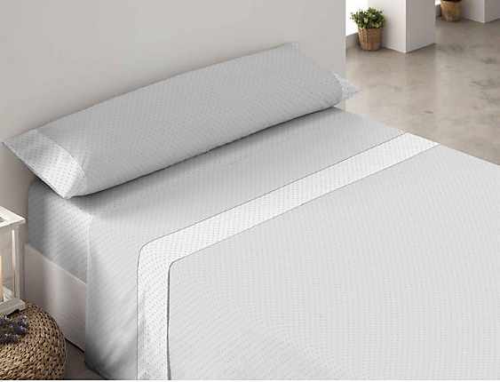 Trovador - Juego de cama franela Alpha color Gris precio especial hasta final de stock