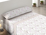 Juego de cama franela Botánico color Beige precio especial hasta final de stock