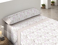 Juego de cama franela Botánico color Beige