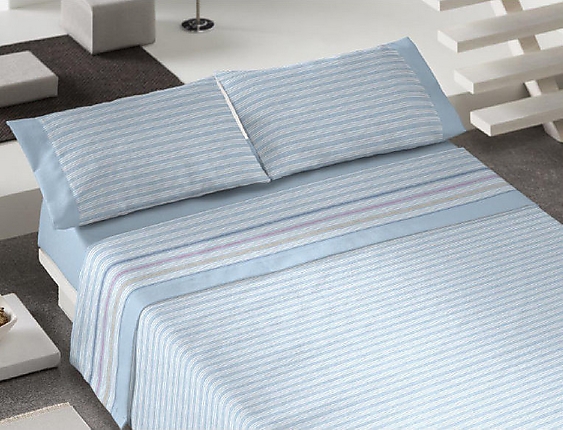 Trovador - Juego de cama franela Lisboa color Azul  precio especial hasta final de stock