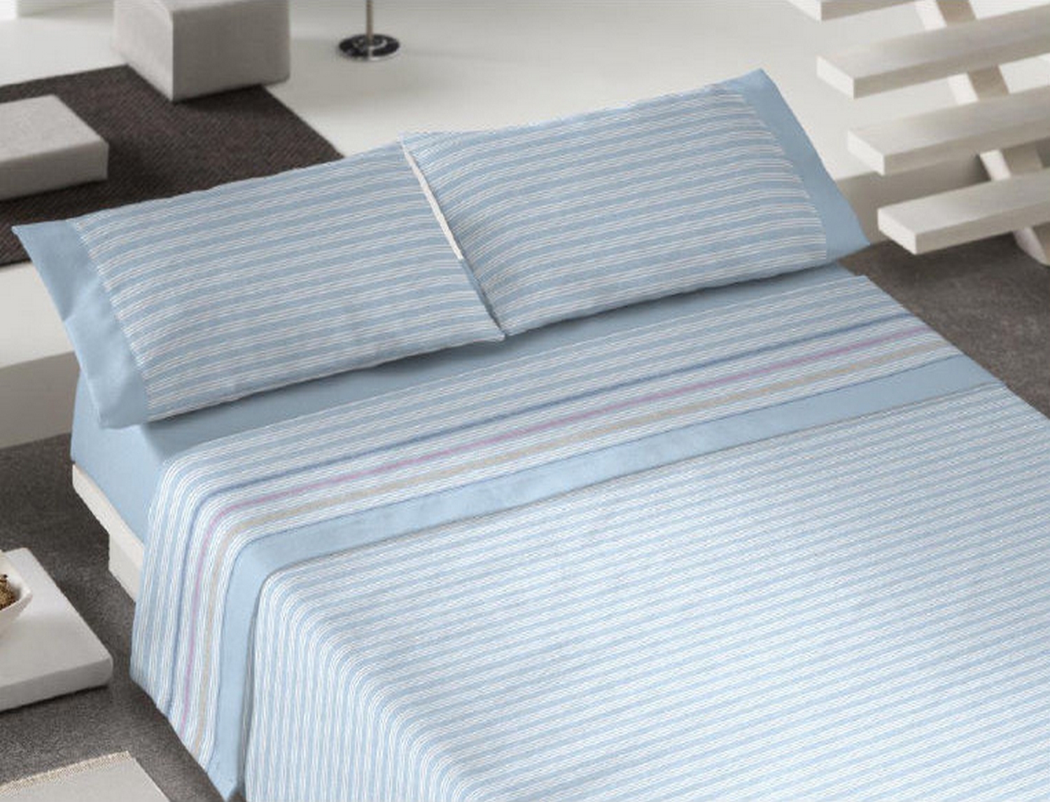 Trovador Juego de cama franela Lisboa color Azul  precio especial hasta final de stock
